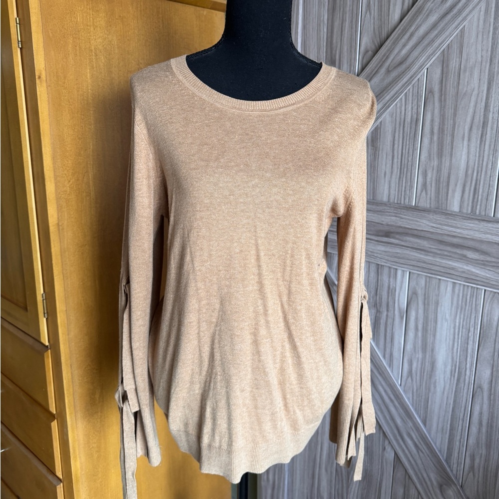 Banana Republic factory women's long tie ons sleeves tan sweater
